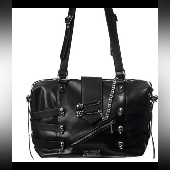 Rare Killstar Mace Tote Shoulder Bag Vegan Leather Skull Goth - Picture 2 of 13